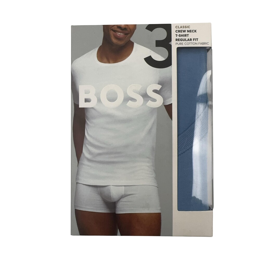 Boss Shirt Mens Medium Blue 3 Pack Classic Crew Neck Cotton Undershirt T Shirt